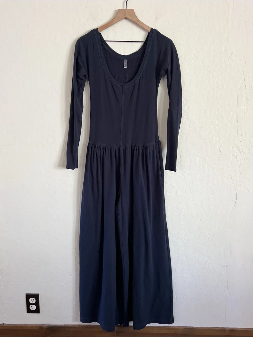 Free People Movement Hot Shot Wide-Leg Onesie Long Sleeve Jumpsuit Small Navy